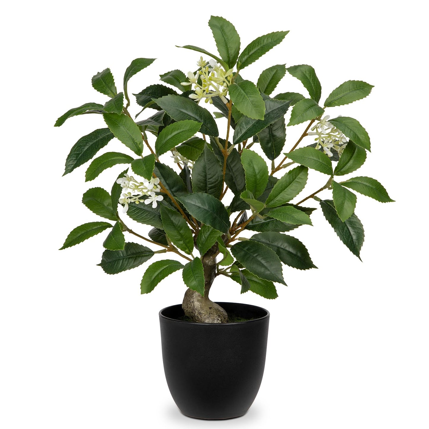 Briful 16.5'' Fake Plants Faux Laurel Bay Tree in Black Pot Realistic Greenery Artificial Plants Indoor Houseplant for Home Decor Farmhouse Bathroom Living Room Wedding Table Centerpieces