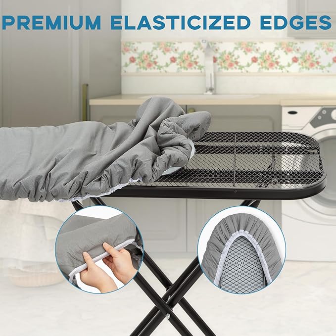 Small Ironing Board Cover 13"x43", RAINHOL Iron Board Replacement Cover and Pad