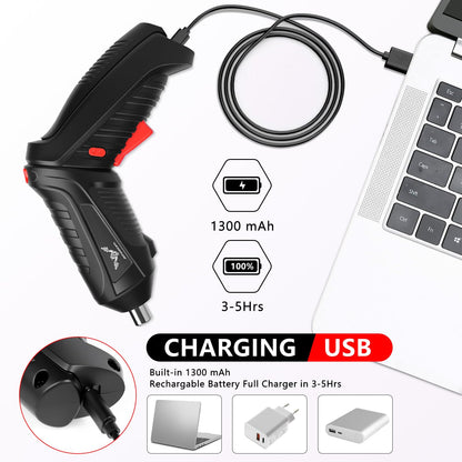 JENABOM Electric Screwdriver Cordless, 47 in 1 Upgrade Portable Cordless Driver, 3.6V Rechargeable 3.5N·m Screwdriver Kit, Dual Position Handle with LED Light for Home Improvement DIY Project