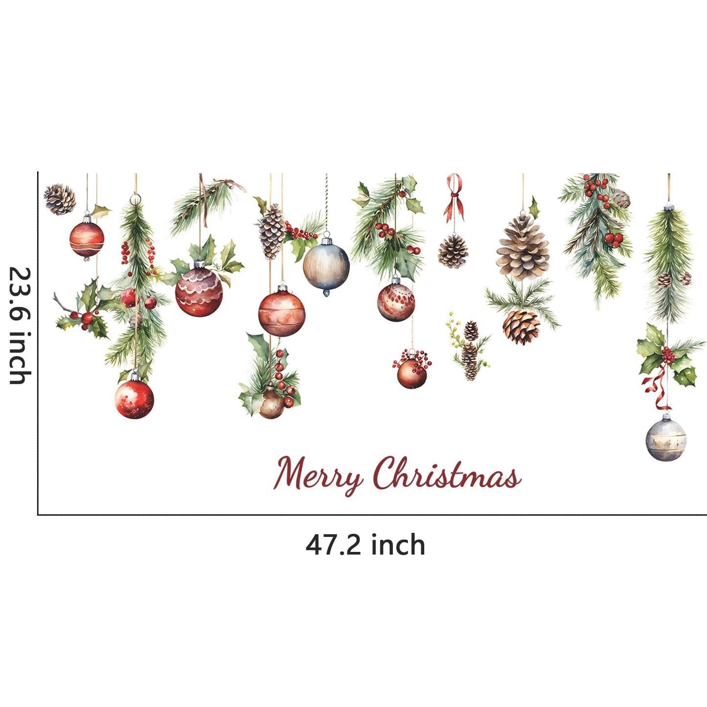 Christmas Wall Decals for Bedroom,Hanging Pine Cone Christmas Wall Stickers for Living Room Window Decor,Removable Art Mural for Kids Baby Gift Nursery Door Decor Supplies