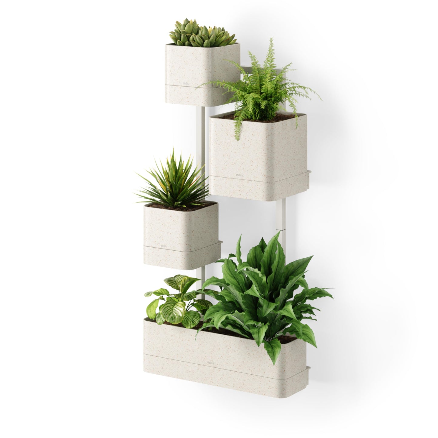 Umbra Cubiko Wall-Mount Planter with Four Adjustable Pots, Suitable for Indoor or Outdoor Use, Sand
