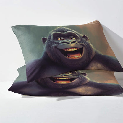 NOGAWA Gorilla Sheets Queen, Chimpanzee Bed Sheets, Fun Wild Animal Bedding Sheets, Soft Microfiber Deep Pocket Fitted Sheet & Flat Sheet & 2 Pillowcases