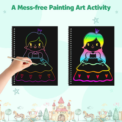 ZMLM Scratch Paper Art Craft: 2 Pack Rainbow Scratch Set for 3 4 5 6 7 8 9 10 Years Old Girls Boys Students Drawing Coloring Black Magic Art Supplies Kits Gifts School Birthday Party Toys(Classic)
