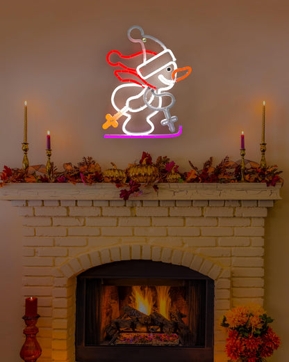 Christmas Snowman Neon Sign, Skiing Snowman LED Neon Light for Home Decor, 8H Timer & Speed Adjust, Festive Xmas Decorations Wall Art, Holiday Party Bedroom Living Room Cafe Bar