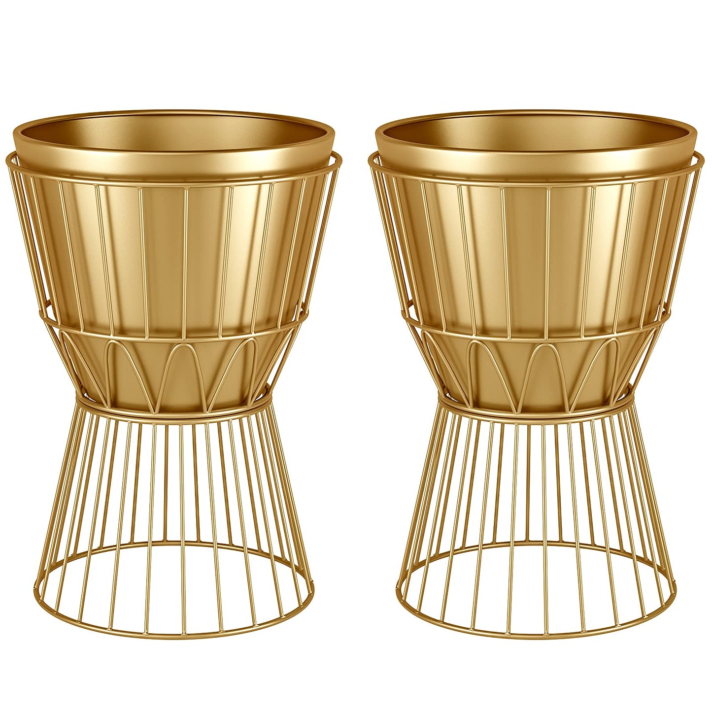 MSTFLOR Metal Planter Stand with Pot 12" - Decorative Gold Plant Stand Holder Flower Potted Rack for Corner Display, Living Room, Office, Indoor, Modern Home Decor - 17.5" Tall