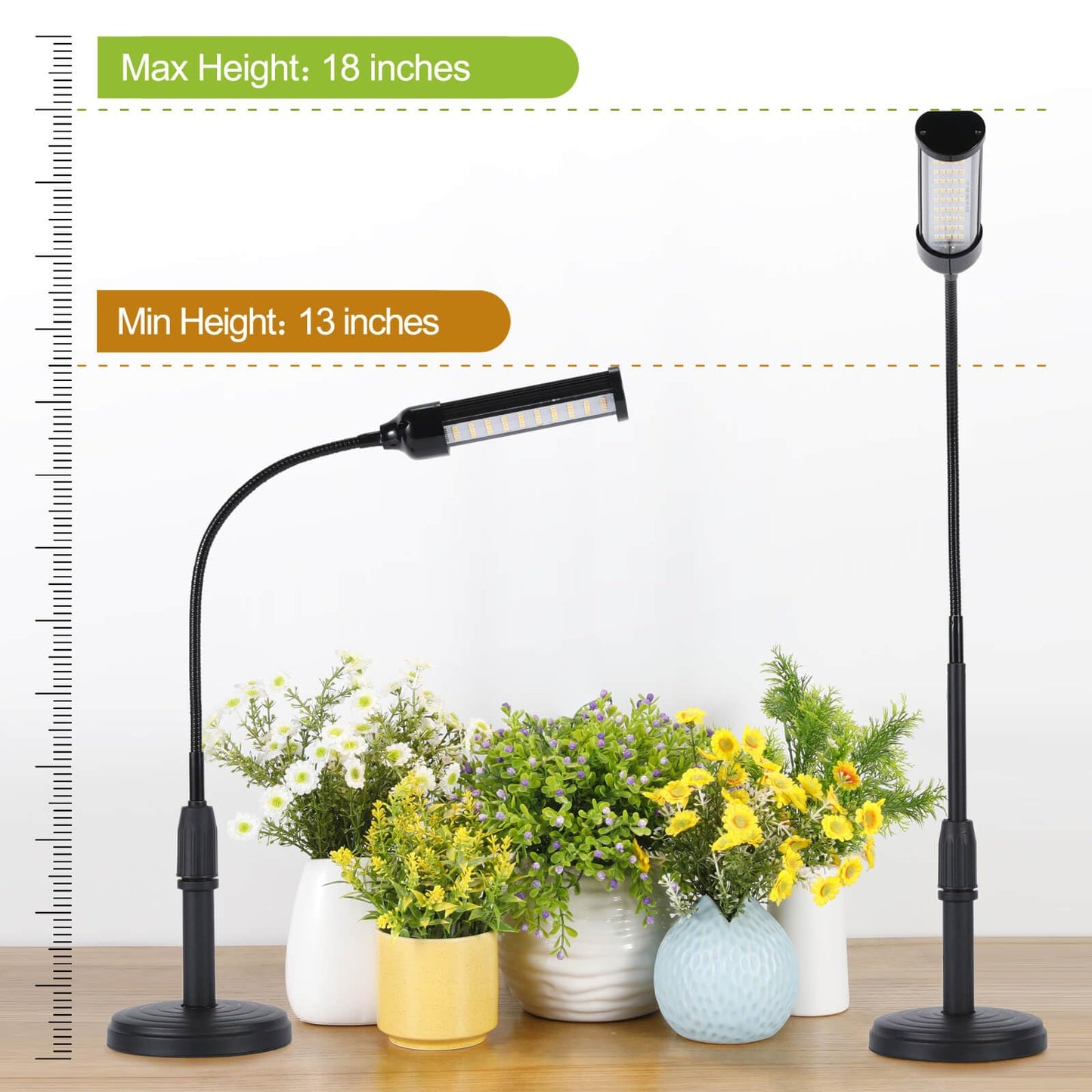 JSYBOY Grow Light for Indoor Plants Plant Lamp for Seedings Succulents Bulbs Full Spectrum Gooseneck Small Plants Growing, Auto On/Off Timing & 5 Dimming (Without USB Plug)