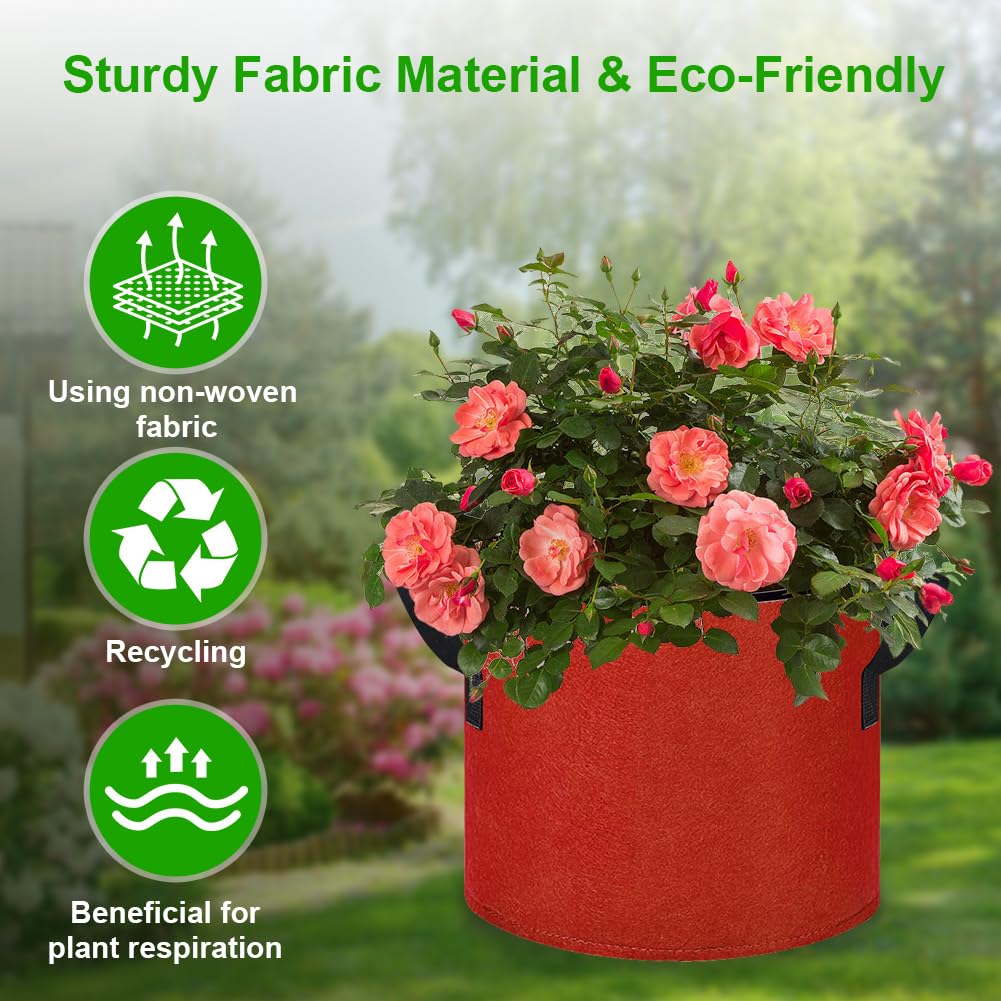 kuchisity 5 Gallon Grow Bags, 12 Pack Multicolor Fabric Plant Pot Bag with Handles Plant Grow Bags for Flowers, Fruits and Vegetables ﻿(Blue+Green+Yellow+Orange+Red+Purple)