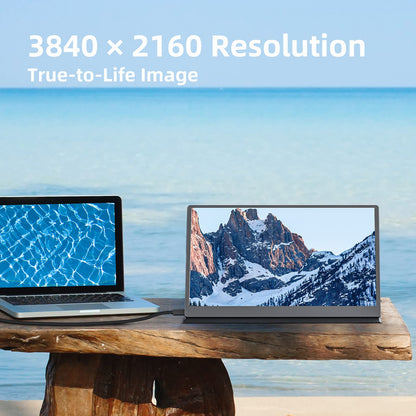Portable Monitor 15.6" FHD 87% sRGB 60Hz IPS HDR HDMI USB-C Travel Monitor for Laptop MacBook PC Surface PS5 Xbox, External Display with Kickstand & Speakers, VESA Compatible