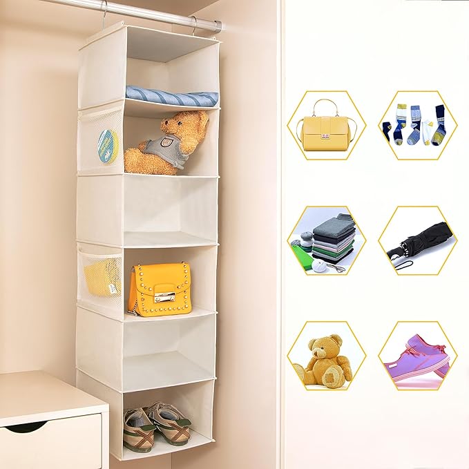 6 Shelves Hanging Closet Organizer, 2 Pack Hanging Storage