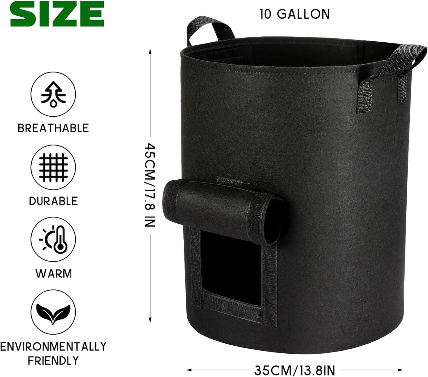AGOLEAM 4 Packs 10 Gallon Potato Grow Bags, Heavy Duty Nonwoven Fabric Pots with Handles for Planting Vegetables, Flowers