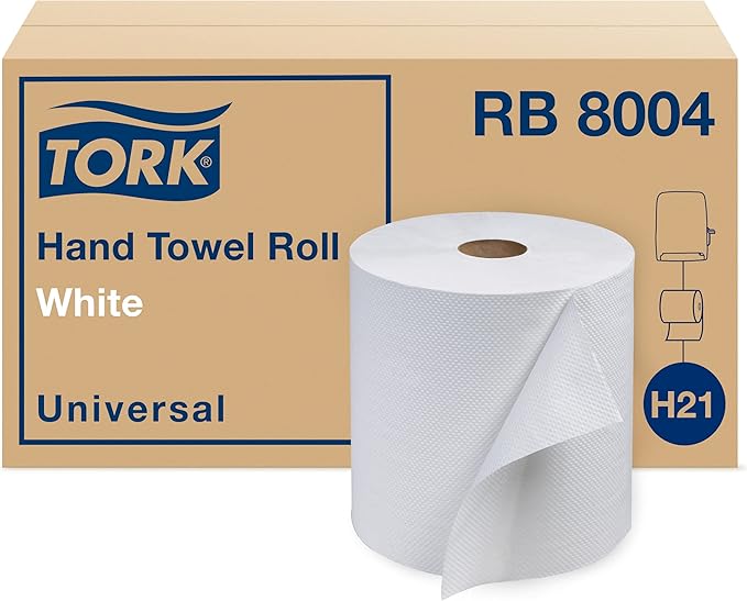 Tork Paper Hand Towel Roll White H21, 100% Recycled Fiber, 6 Rolls x 800 ft