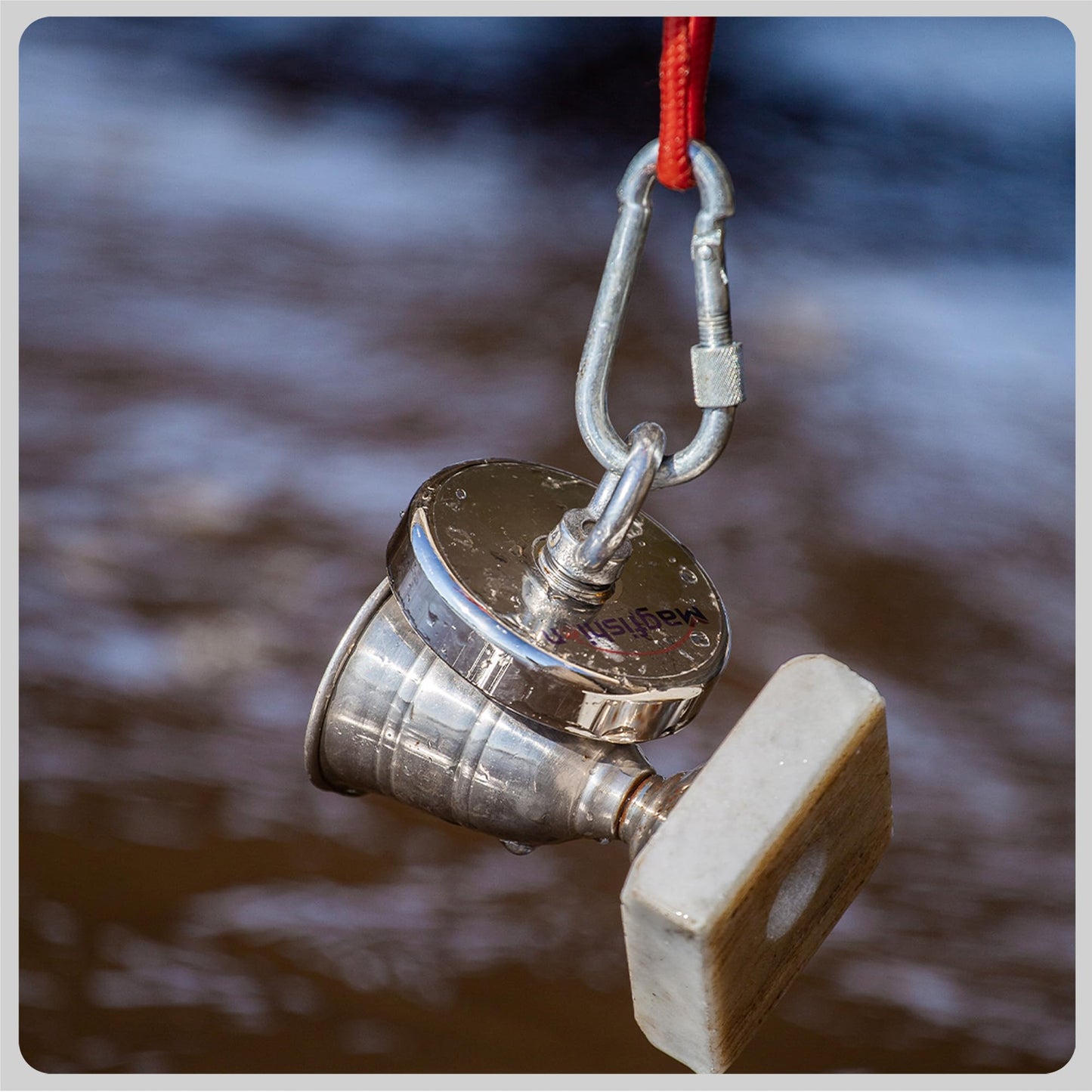 MAGFISHION Magnet Fishing Kit - 100 KG (220lb) - Ø50mm - Super Strong Neodymium Magnet with Rope (20M), Carabiner, Gloves, Threadlocker - Magnetic Fishing Magnets