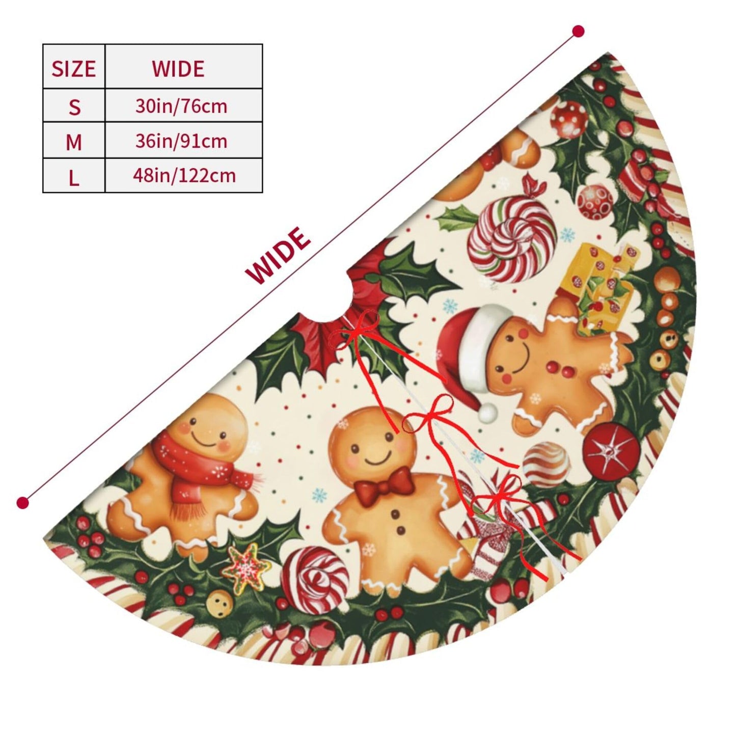 Gingerbread Man Christmas Tree Skirt 36 Inch Xmas Tree Mat Party Decor Supplies for Holiday Home Decorations