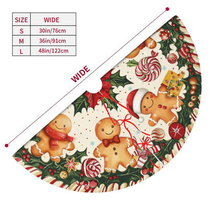 Gingerbread Man Christmas Tree Skirt 36 Inch Xmas Tree Mat Party Decor Supplies for Holiday Home Decorations