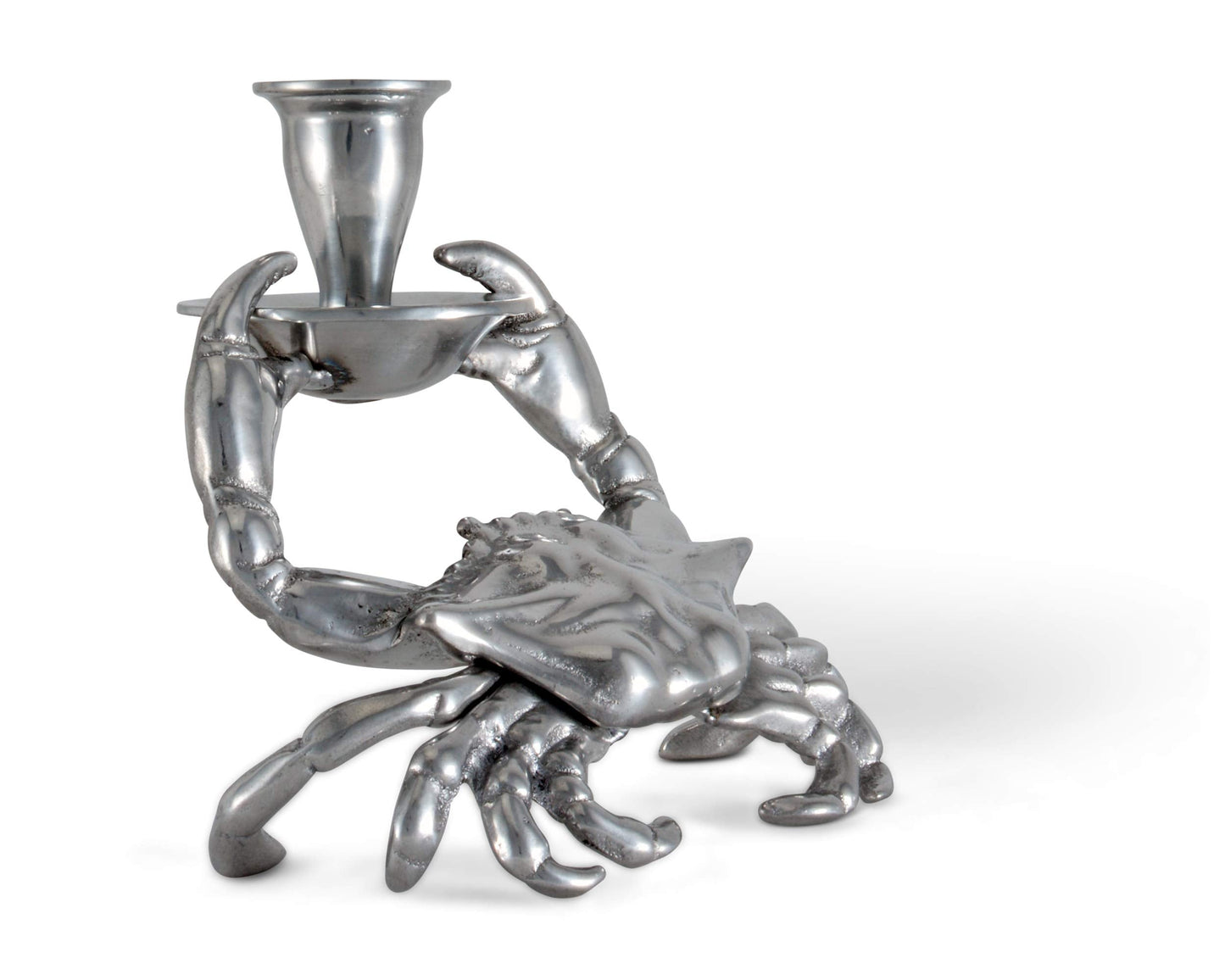 Arthur Court Aluminum Metal Crab Candle Holders/Candlestick - Perfect for Outdoor Table or Ocean/sea décor Quality Durable Silver Metal 5.5 inch Tall
