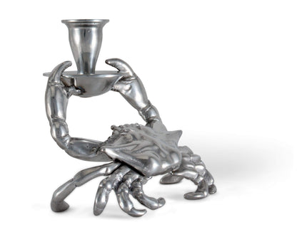 Arthur Court Aluminum Metal Crab Candle Holders/Candlestick - Perfect for Outdoor Table or Ocean/sea décor Quality Durable Silver Metal 5.5 inch Tall