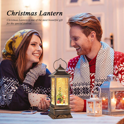 Christmas Snow Globe Lantern Crystal Glitter Lantern Features 8 Songs and 6-Hour Timer Function Ideal for Holiday Decorations and Gifts USB and Battery-Powered Snow Globe (Christmas Tree)