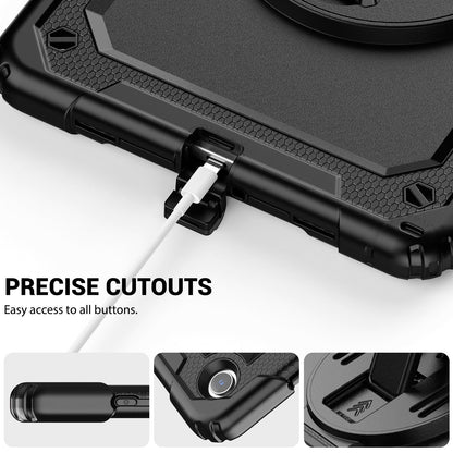 SEYMAC Case for Samsung Galaxy Tab A9 Plus 11 inch 2023, Shockproof Protective Galaxy A9 Plus Tablet Case With Screen Protector/Hand Strap/Rotating Stand,SM-X210/SM-X216/SM-X218 Case, Black