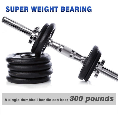 Rowland Harbor Threaded Dumbbell 12.6/14.2/14.8/15.7inch(30/35/38/40cm) curved Handles/Adjustable Dumbbell Bar Handles - Fit 1 inch Standard Weight Plate - Weightlifting Accessories - Sold in Pair