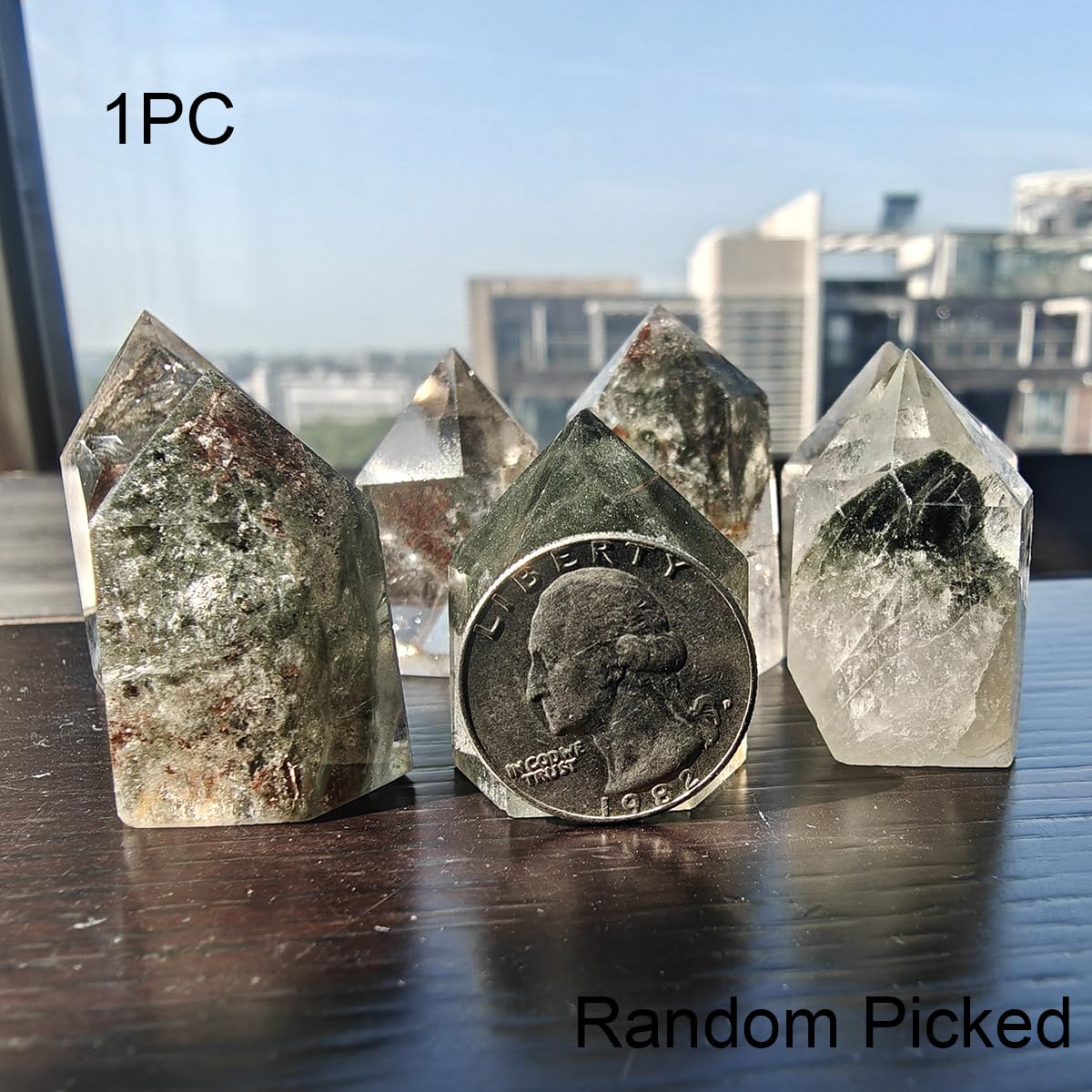 jdflying 1PC Ghost Crystal Tower Healing Crystal Wand Phantom Quartz Point Garden Quartz Obelisk with Lodalite Natural Stone for Reiki Healing Spiritual Meditation Home Decor Crystal Collection