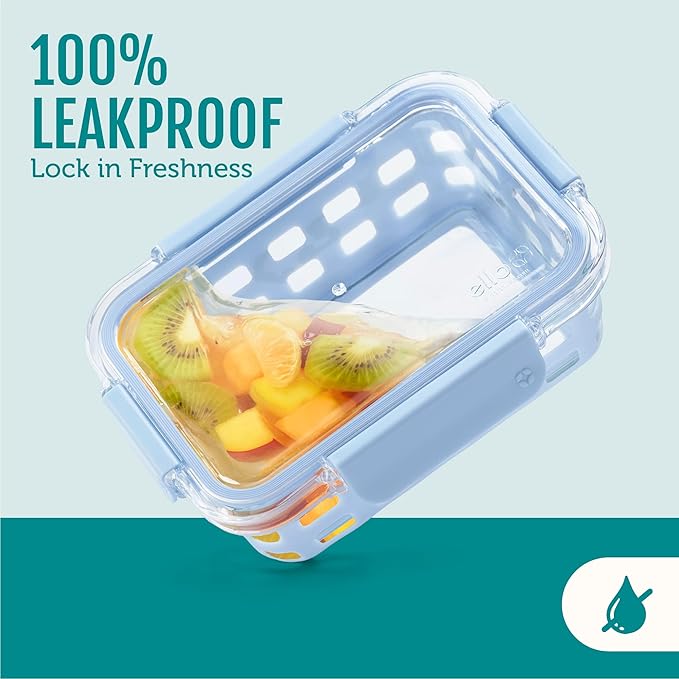 Ello Duraglass 3.4 Cup Meal Prep Sets 10Pc, 5 Pack Set- Glass Food Storage