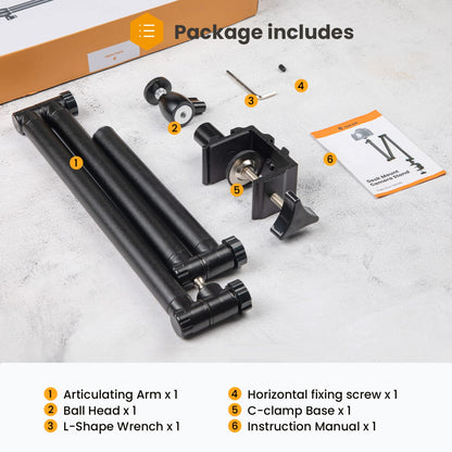 TARION Desk Camera Mount Stand Heavy Duty Articulated Camera Arm Articulating Table Mount Camera Stand Adjustable Flexible Gear Joints TKA01-L