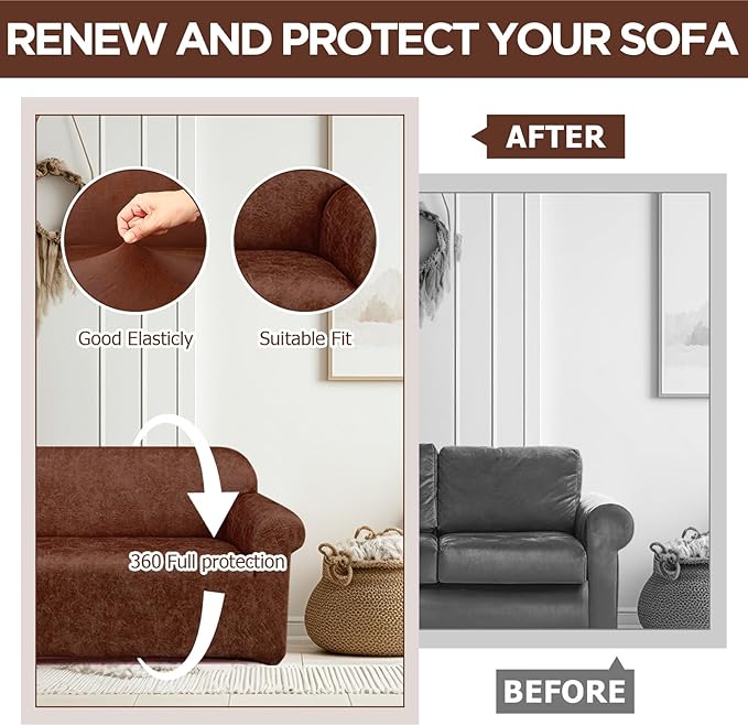 Peryiter 2 Pcs Sofa Covers Couch and Loveseat Covers Set Stretch Sofa Slipcover
