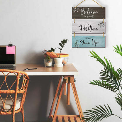 FENCORDAR 3 Pcs Office Wall Decor Inspirational Rustic Office Decor Motivational Wall Plaques With Sayings Wooden Farmhouse Positive Hangings for Home Bathroom Bedroom Kitchen(Fresh 12x4")