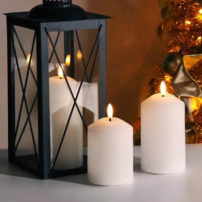 Girimax White Flameless Pillar Candles with Remote, Real Wax LED Candles Battery Powered Flickering Set of 3