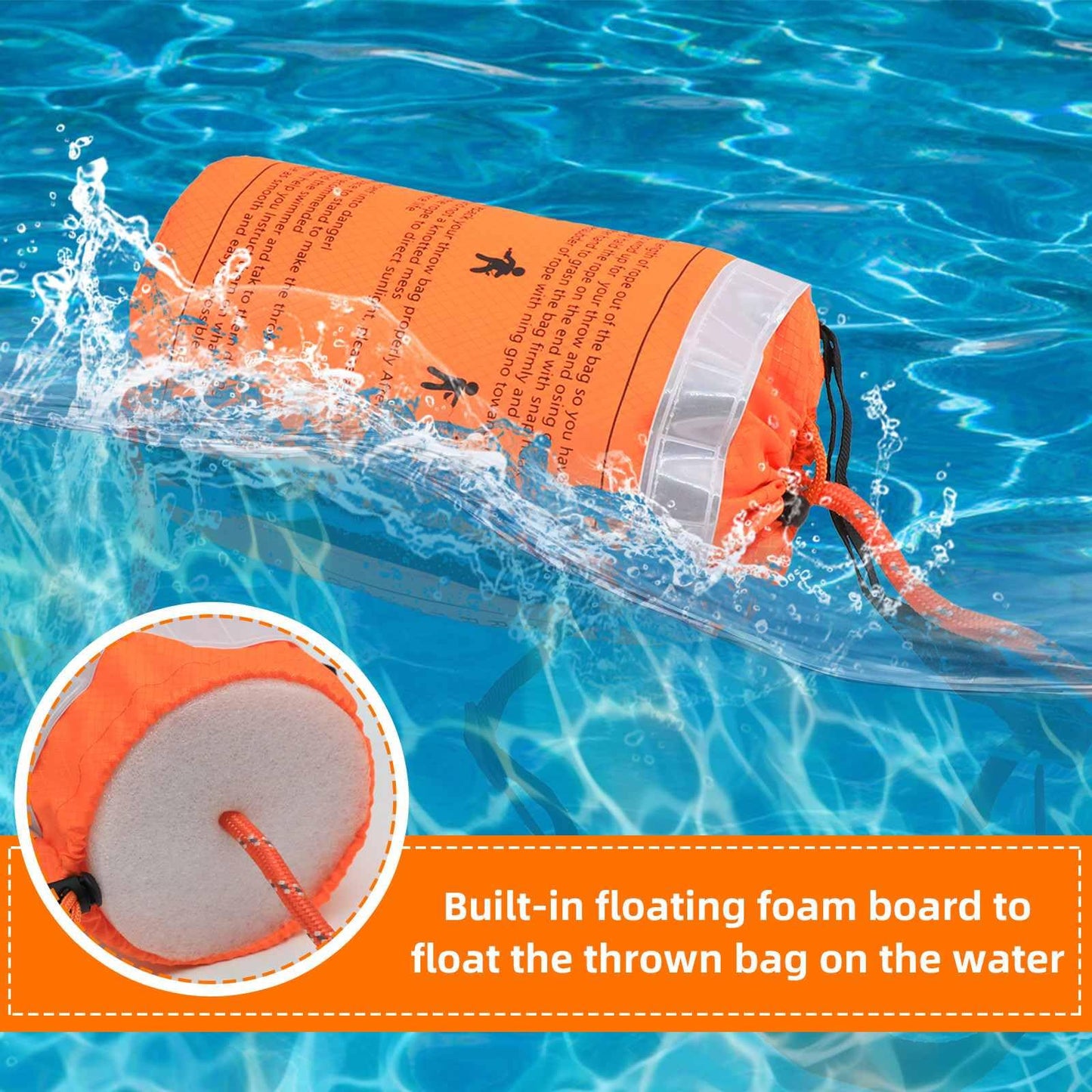 kobadi Water Rescue Throw Bag with 50/70/98 Ft of Rope in 8MM Tensile Strength Rated to 1102lbs, Safety Equipment Throwable Device Emergency Rescue for Kayaking, Boating, High Visibility (50FT)