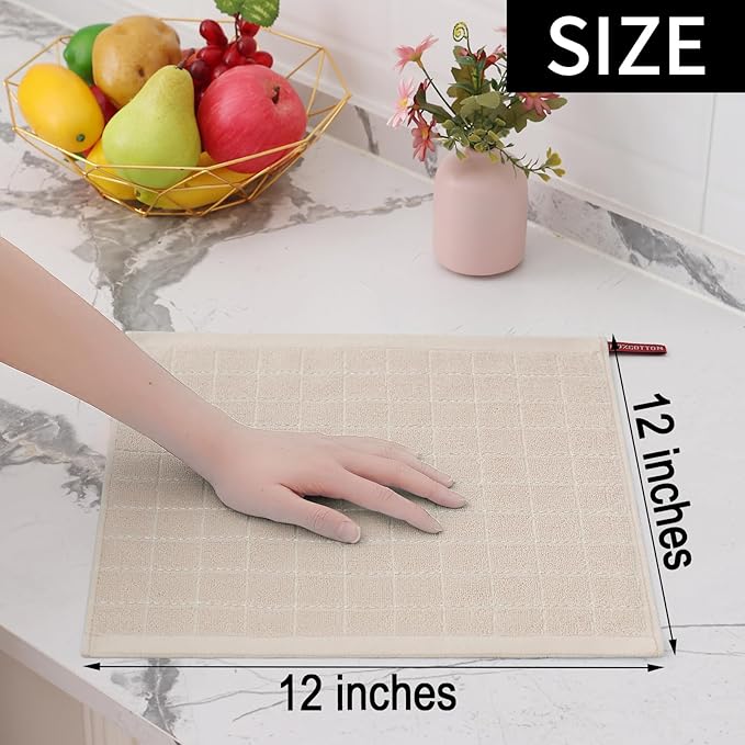 Homaxy 100% Cotton Terry Kitchen Dish Cloths, Ultra Soft and Absorbent Dish