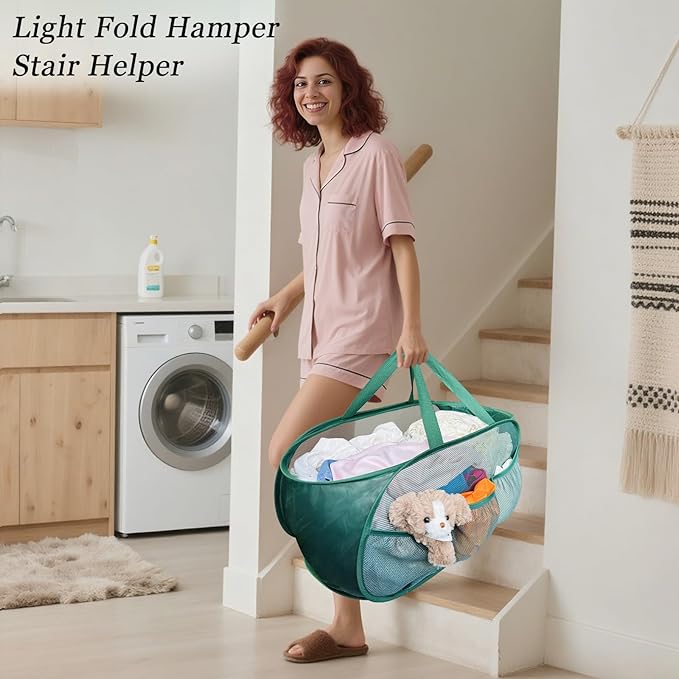 Collapsible Laundry Basket 2 pack, Mesh Pop Up Laundry Hampers