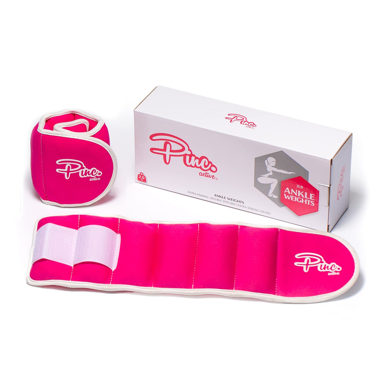 Ankle Weights Set (2 x 0.5lb Cuffs) - 1lbs in Total - for Women, Men and Kids – Used for Workouts at Home, Pilates, Yoga, Boxing, Dancing and Resistance Training, Pink