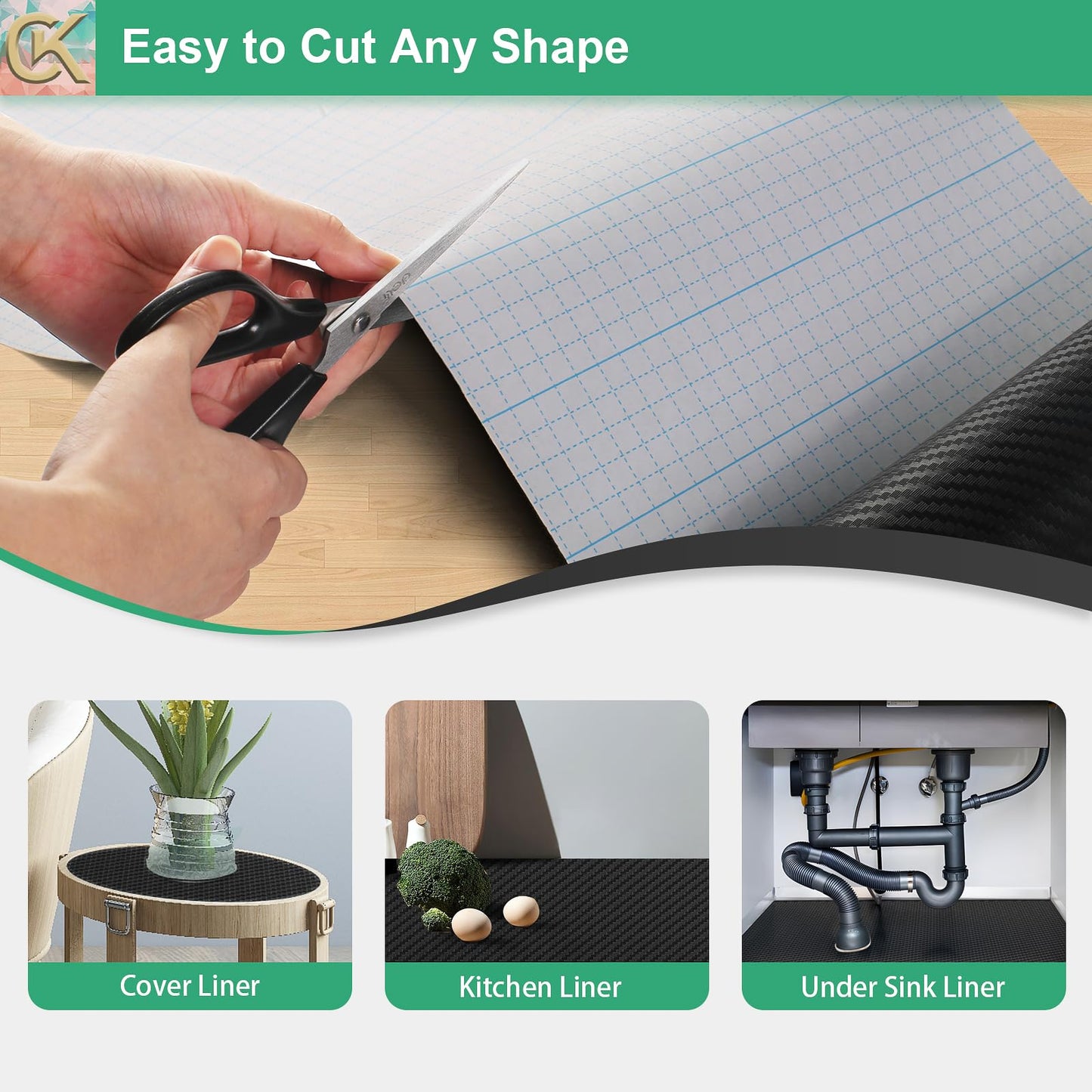 Self-Adhesive Shelf Liner Kitchen Liner, Waterproof Backed Paper Easy Peel and Stick Contact Liner Without Residue for Decor Your Desk Surface, Kitchen Countertops (Black, 11.8 x 59 inches)