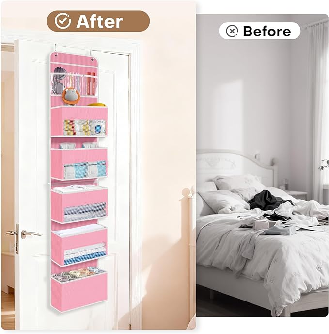 SpaceWhisper Over the Door Organizer, 6 Large Pocket Hanging Storage Organizer