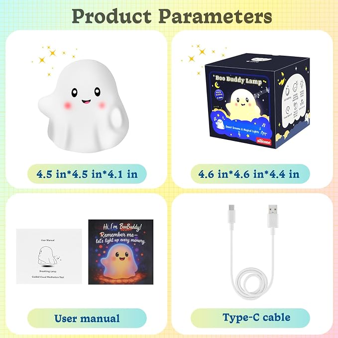 Rechargeable Night Light for Kids - Silicone Lamp with Touch Sensor for Kids Room - LED Squishy Night Light for Baby Nursery with RGB Rainbow Color-Changing/30-Min Timer