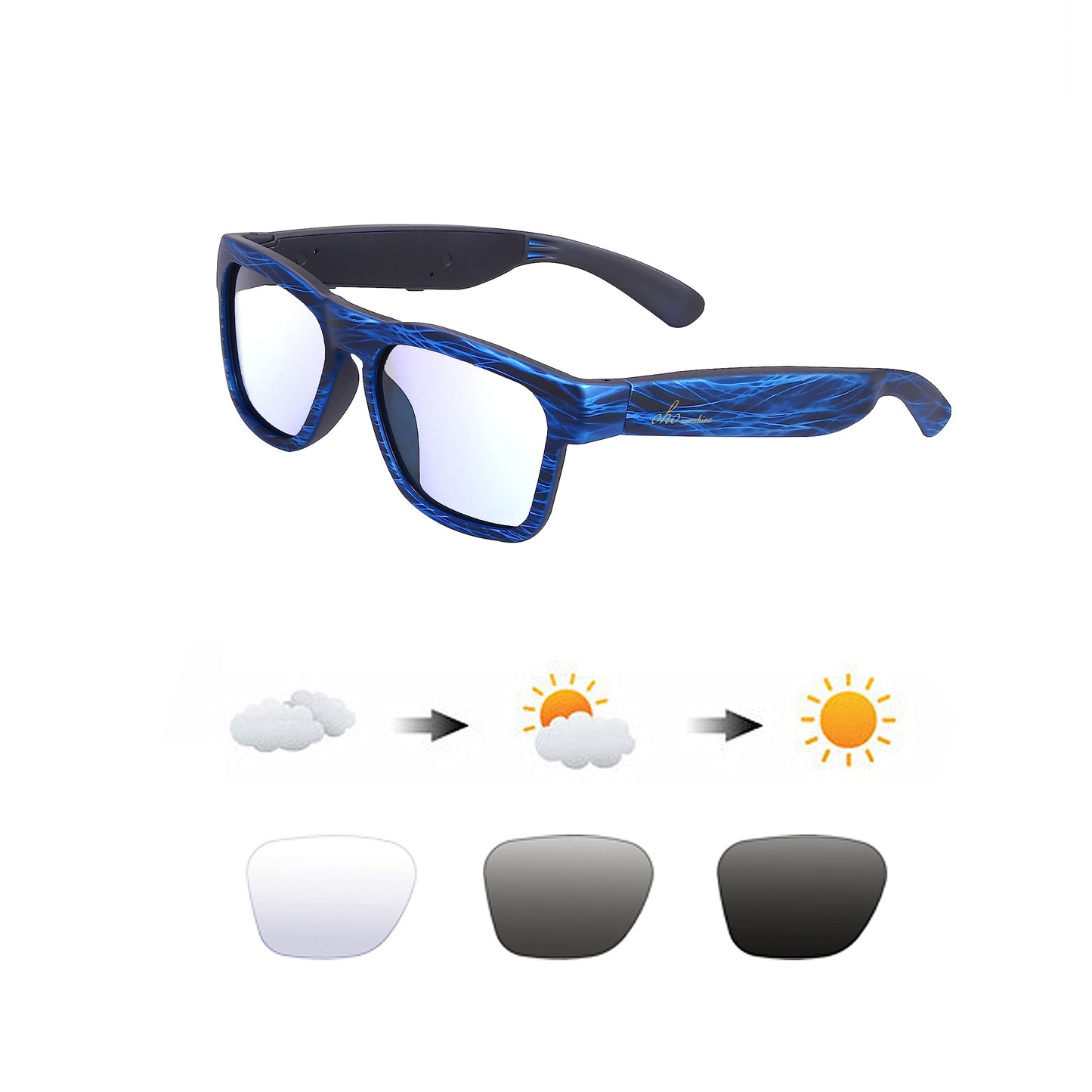 OhO Smart Glasses,Polarized Sunglasses with Bluetooth Speaker,Athletic/Outdoor UV Protection and Voice Control,Unisex(Mirror Blue Lens)