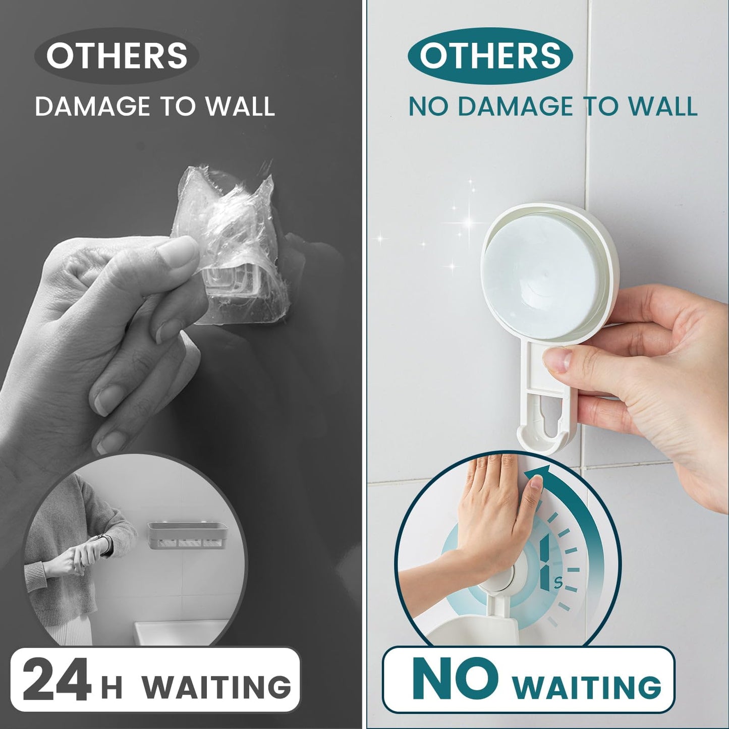 TAILI Shower Caddy Suction Cup 2 Pack, Shower Organizer Removable Bathroom Shelf, Storage Suction Powerful Max Hold 22lbs Bathroom Caddy Waterproof Holder, White