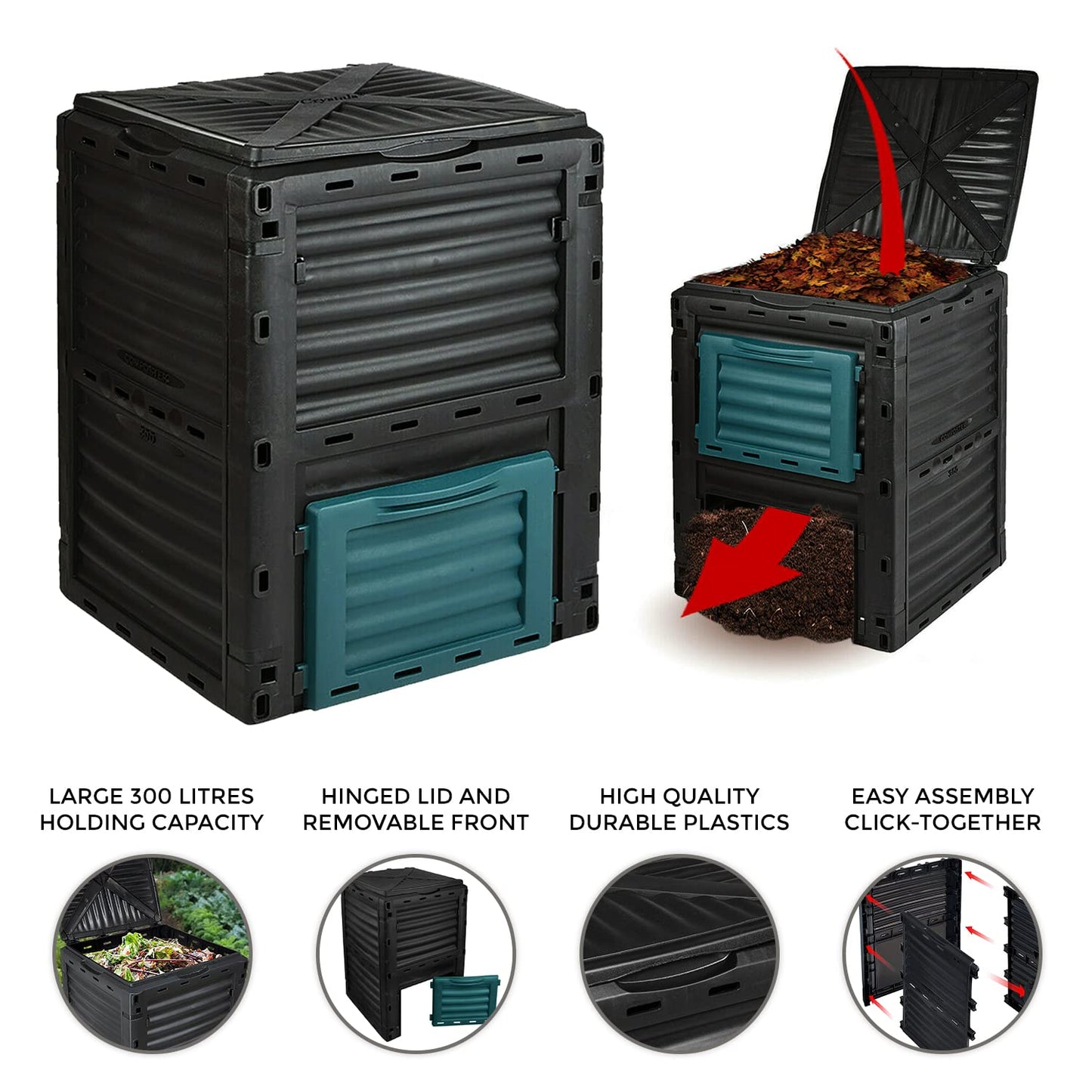 300L Outdoor Garden Compost Bin Eco Friendly Organic Waste Converter