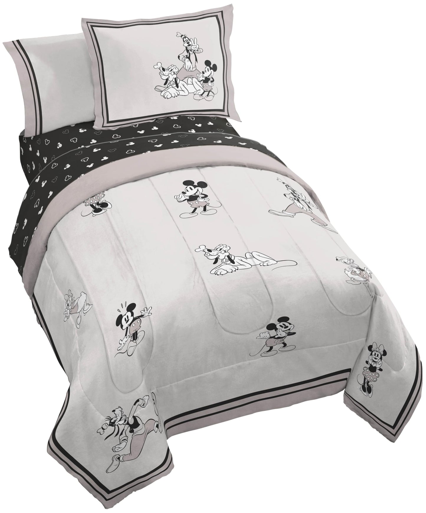 Jay Franco Kids Comforter Set Includes Sheets and Pillow Covers - Soft and Cozy Bed Set for Stylish Room Decor, Official Licensed Bedding, Beige - Mickey and Friends, 5 Piece Twin