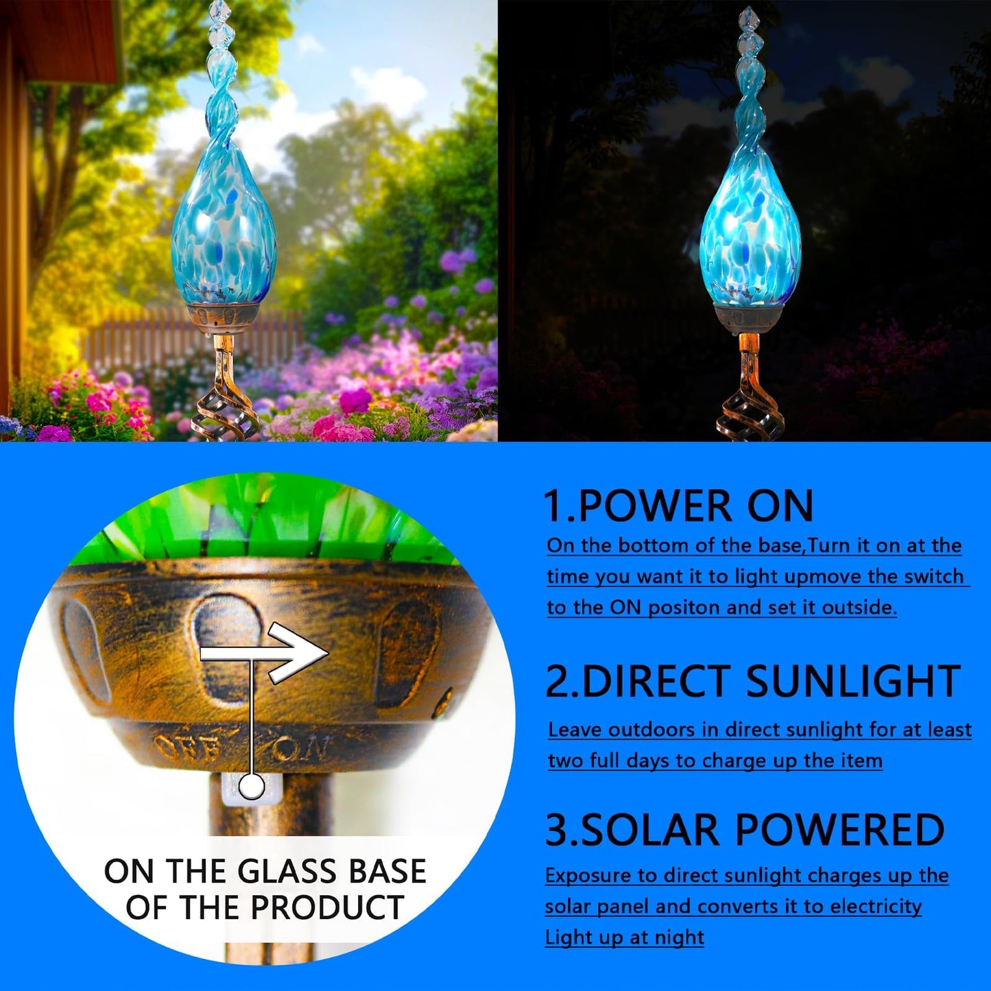 Solar Garden Lights, Solar Flame Lights Outdoor Decorative Garden Stakes Decor Waterproof Flame Solar Stake Lights for Outside Yard Patio Lawn Porch Cemetery