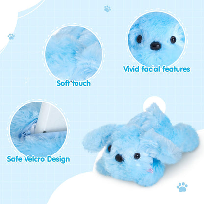 WEWILL 10'' Light up Blue Puppy Dog LED Stuffed Animal with Colorful Night Light Glow Soft Plush Toy Gifts for Kids on Christmas Birthday