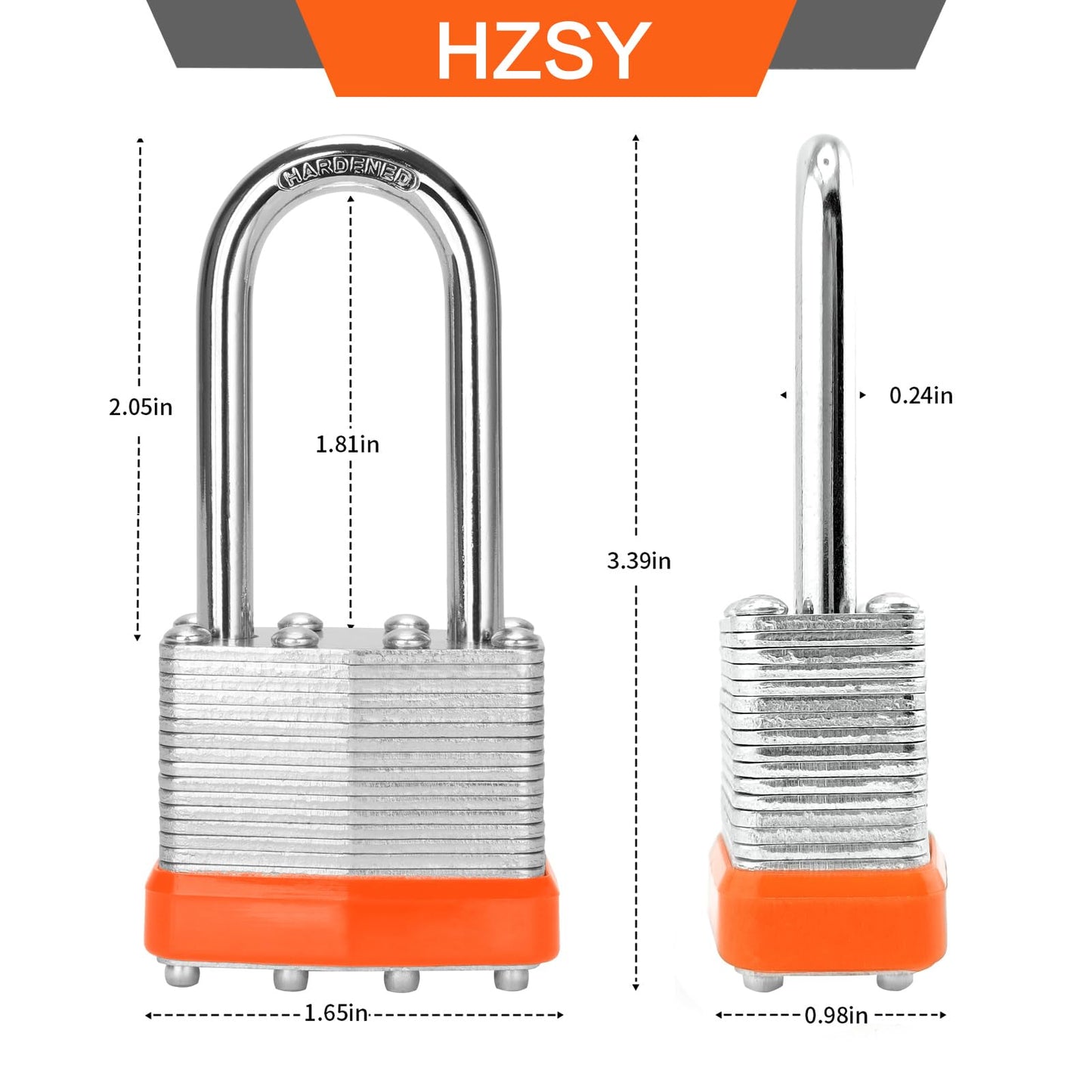 HZSY Padlocks Keyed Alike, Pack of 12, Laminated Steel Keyed Lock (1-9/16", 40mm), Padlocks with Same Key, Long Shackle, for Toolbox, Locker & StorageUnit or More