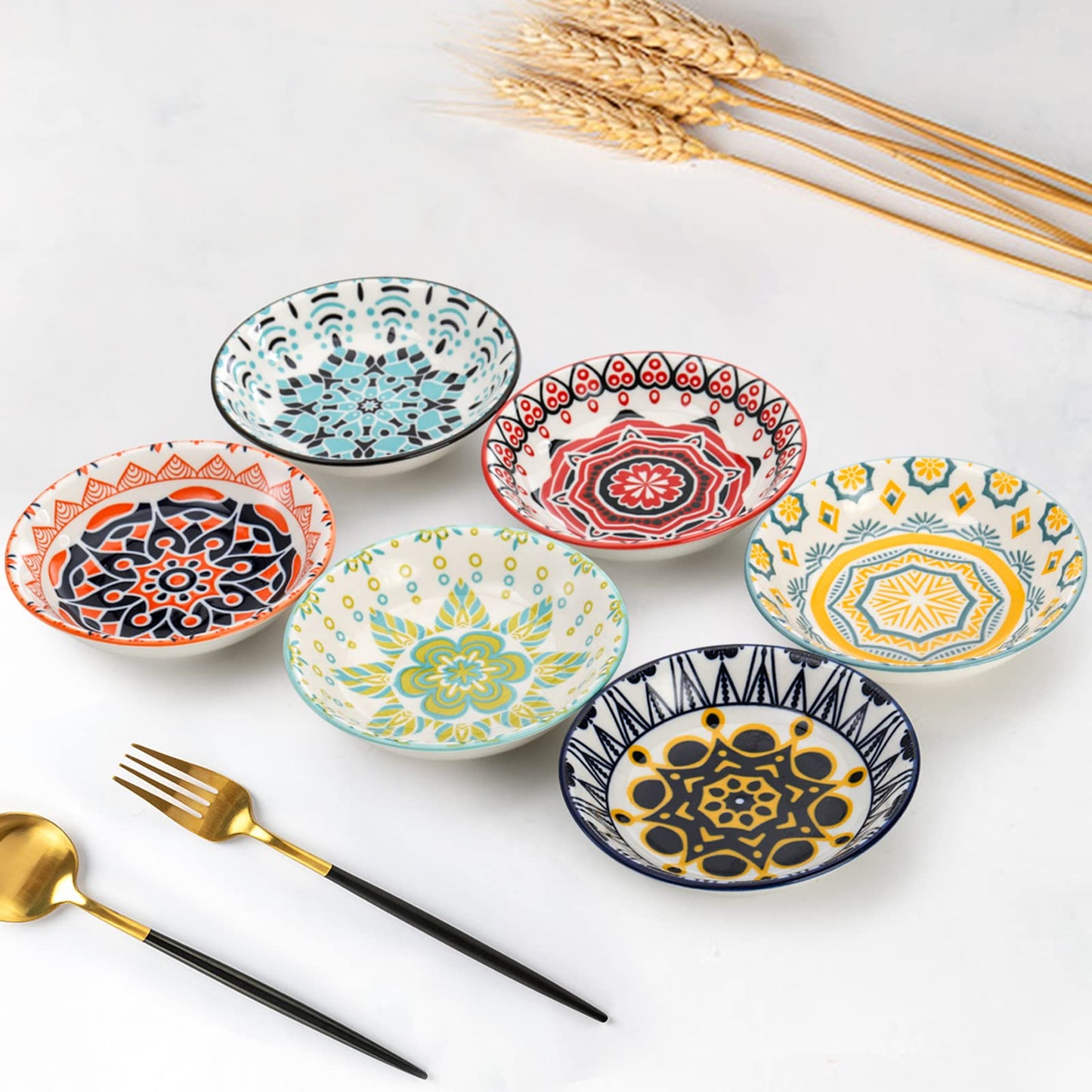 Cedilis 12 Pack Ceramic Soy Sauce Dipping Bowls, 3.5oz Pinch Bowl for Kitchen Prep, 4 Inch Small Sushi Soy Sauce Dish Plate, Colorful Condiments Bowl Dish Dip Bowls Side Dishes