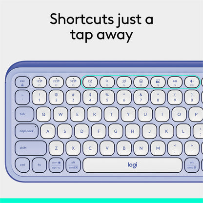 Logitech POP ICON Keys Wireless Bluetooth Keyboard, Comfortable Typing, Programmable Keys, Easy-Switch Between up to 3 Devices, for Laptop, Tablet, PC – Rose and Off-White