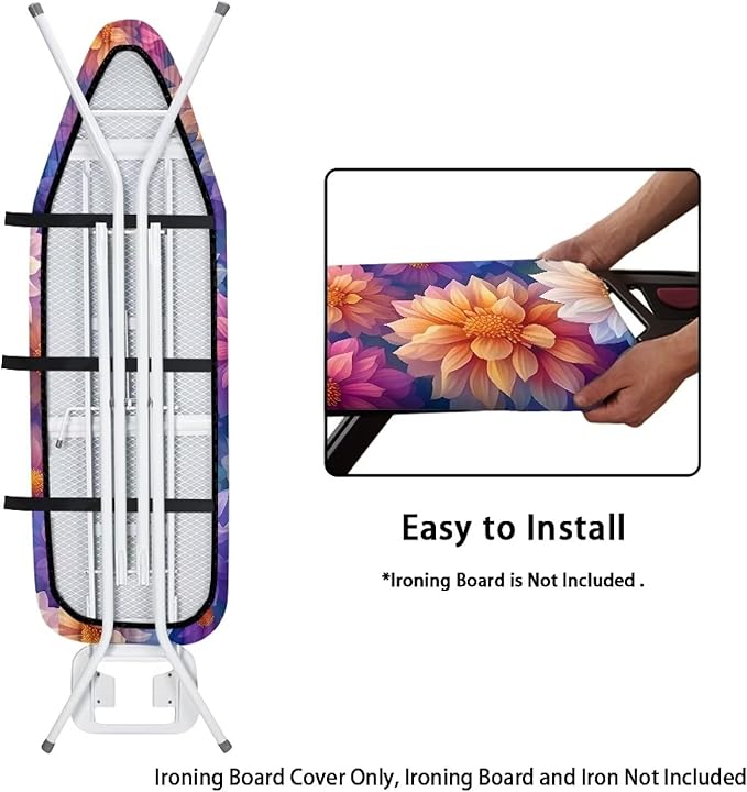 Boho Flowers Ironing Board Covers, Heavy Duty Iron Board Cushion