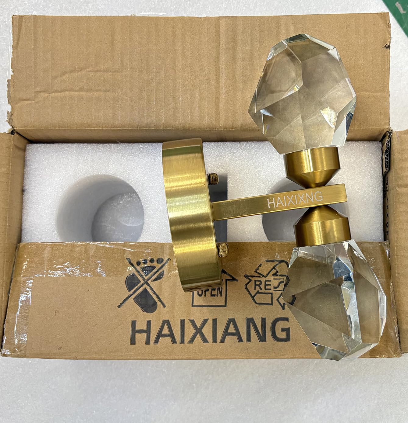 HAIXIANG 2 Packs Wall Sconces - Gold Modern Crystal Vanity Lighting for Dining Room, Bedroom, Living Room, Entryway, Bathroom - Wall Mount Lighting Fixture - Warm Light