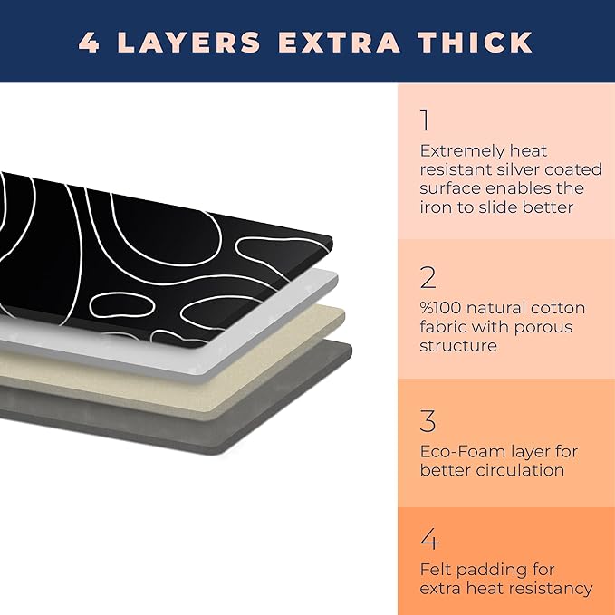 Ironing Board Cover and Pad Extra Thick Heavy Duty Padded Multiple Layers