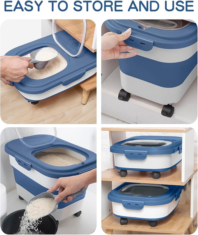 20-30 Lbs Rice Storage Container, Collapsible Food Storage Containers