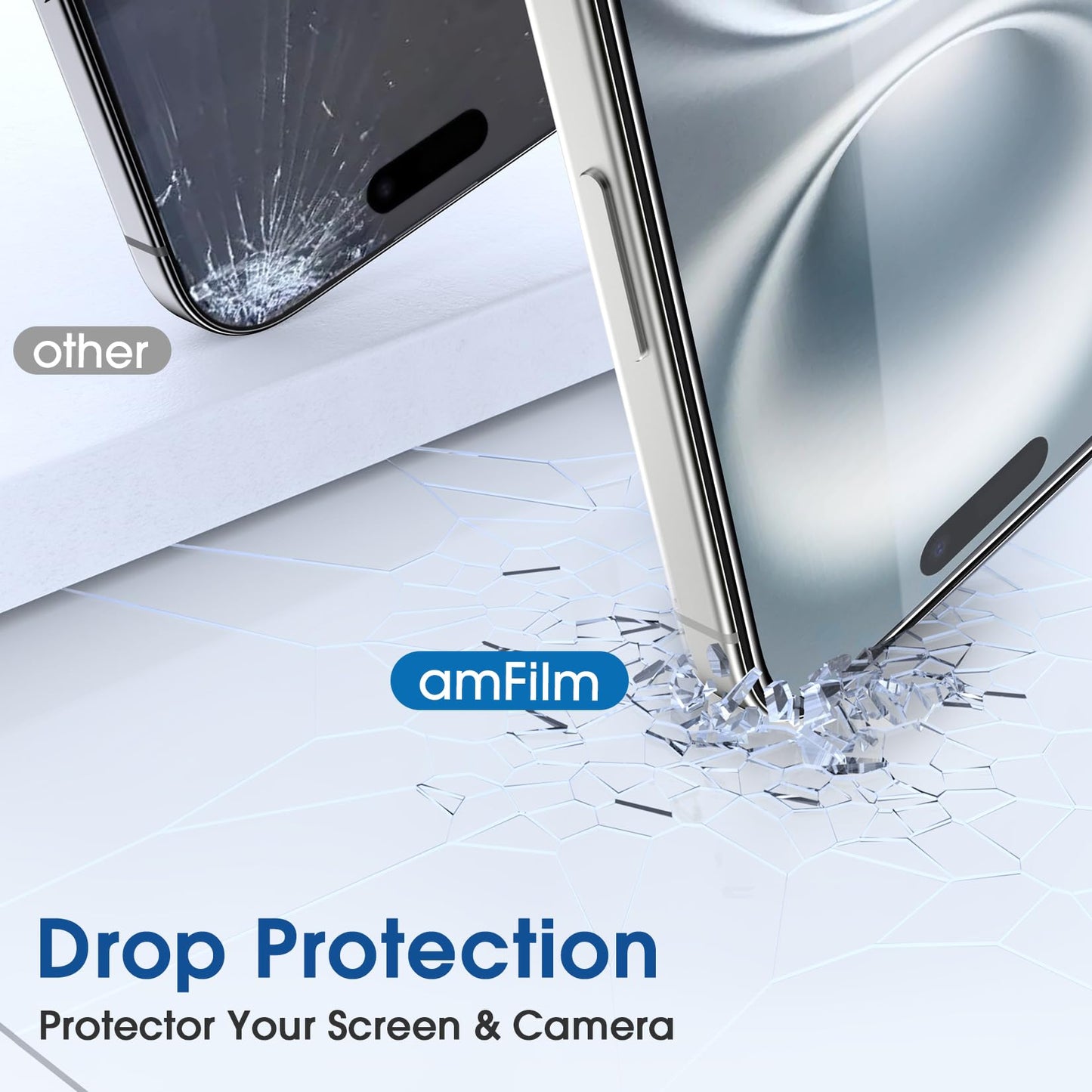 amFilm Auto-Alignment OneTouch for iPhone 16 [6.1''] Screen Protector + Camera Lens Protector, Tempered Glass, 30 seconds Installation, Bubble Free, Case Friendly, Anti-Scratch [2+2 Pack]